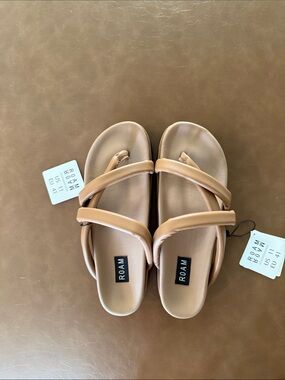 ROAM Women's Tan Double-Strap Slide Sandals